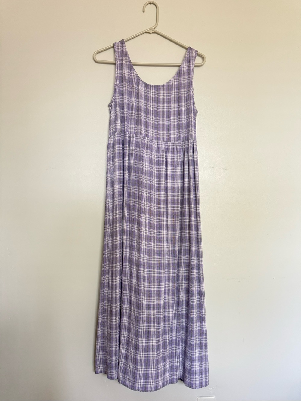 90s Lavender Button Up Plaid Dress - Picture 4 of 4